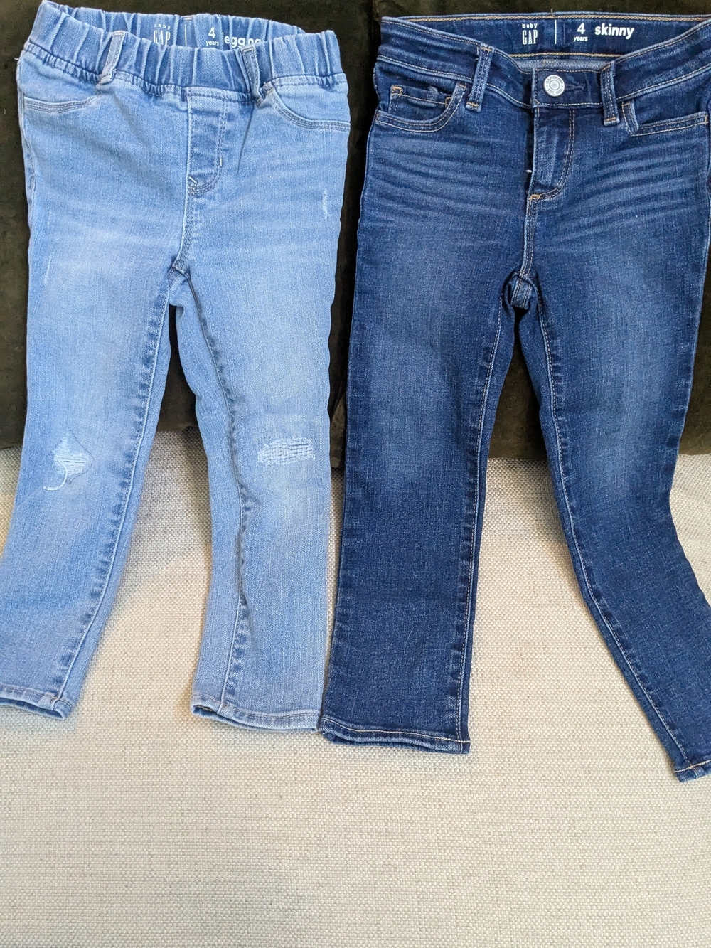 GAP Girls Size 4 Skinny Jeans Duo - Light Blue & Dark Blue